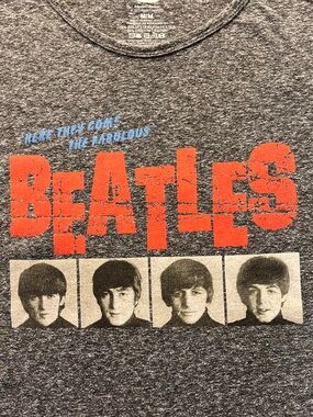 Here Come The Fabulous Beatles Heather Gray Tee with Red Logo and Blue Accent
